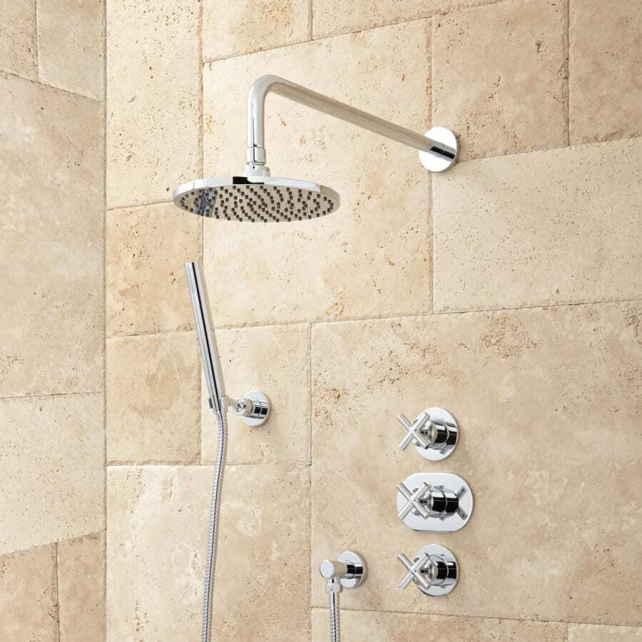 Callas Thermostatic Shower System with Rainfall Shower Head and Hand Shower - Rough In Included